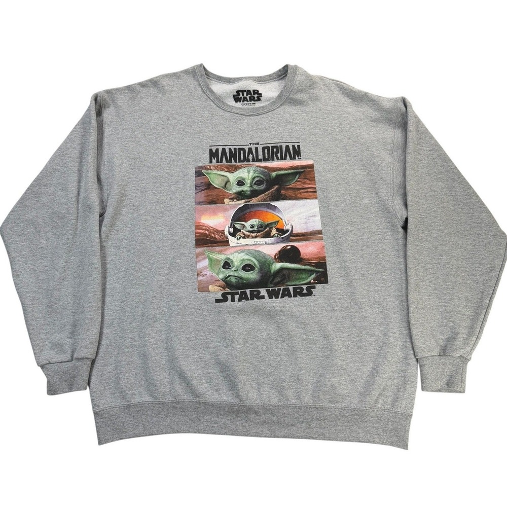 Star Wars Mandalorian Grogu Sweatshirt Mens XL Baby Yoda Graphic Crewneck
